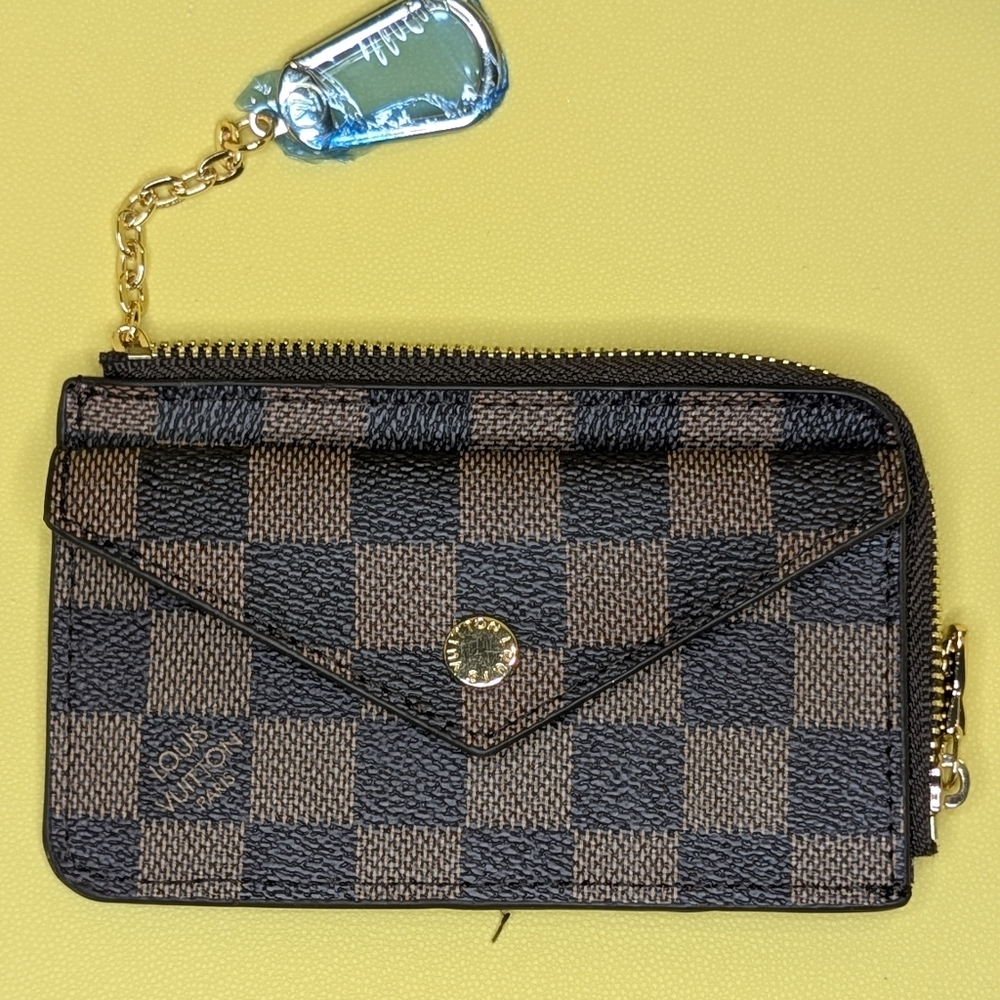 Louis Vuitton Black and Brown Checkered Wallet with credit cards holders.